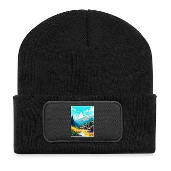 Mayrofen, Autriche, Affiche de voyage vintage, souvenir - Beanie recyclé à patch - noir - Devant