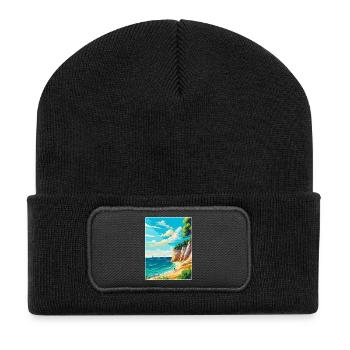 Rugen Island Allemagne Affiche de voyage vintage WPA Art - Beanie recyclé à patch - noir - Devant