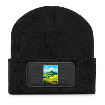 Duncryne Hill Stirling Vintage Reiseposter WPA - Recycelte Patch Beanie - Schwarz - Vorne