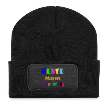 Beste Mutter der Welt - Recycelte Patch Beanie - Schwarz - Vorne