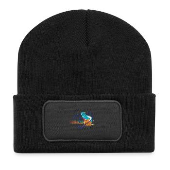 Wuseliges Erdmännchen Savannenbewohner - Recycelte Patch Beanie - Schwarz - Vorne