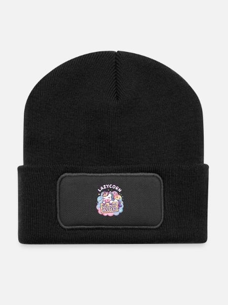 Lazycorn: I'll Nap Instead - Recycled Patch Beanie - black