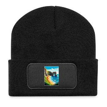 Durdle Door England Uk Reise Poster Souvenir WPA - Recycelte Patch Beanie - Schwarz - Vorne