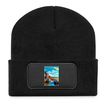Whitstable Harbour England Uk Travel Poster WPA - Recycled Patch Beanie - black - Front