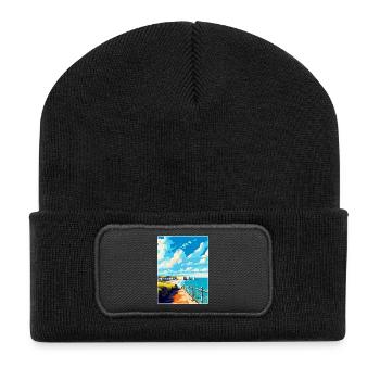Eastbourne Sussex Vintage Reiseposter Souvenir - Recycelte Patch Beanie - Schwarz - Vorne