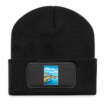 Weymouth England Uk Vintage Reiseposter Souvenir - Recycelte Patch Beanie - Schwarz - Vorne