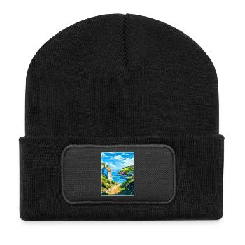 Cadgwith Cornwall, England, Vereinigtes Königreich, Reiseposter, WPA - Recycelte Patch Beanie - Schwarz - Vorne
