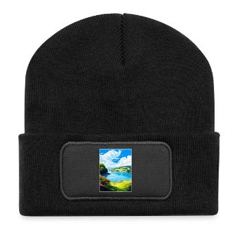 Helford River England Uk Reiseplakat Souvenir - Recycelte Patch Beanie - Schwarz - Vorne