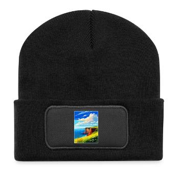 Berry Head Devon Vintage Travel Poster Souvenir - Recycled Patch Beanie - black - Front