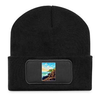 Giant Causeway Irland Uk Reiseposter Souvenir - Recycelte Patch Beanie - Schwarz - Vorne