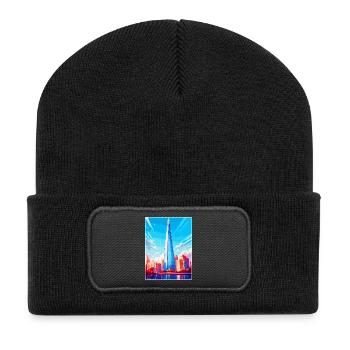 The Shard England Uk Travel Poster Souvenir WPA - Recycled Patch Beanie - black - Front