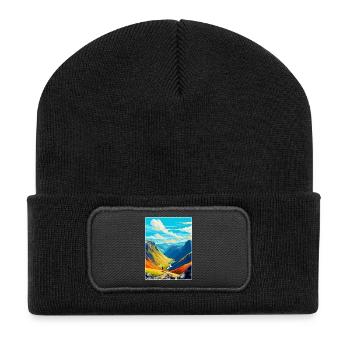Helvellyn Cumbria Vintage Reiseposter Souvenir - Recycelte Patch Beanie - Schwarz - Vorne