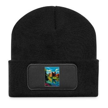Hever Castle Angleterre Royaume-Uni Affiche de voyage Souvenir WPA - Beanie recyclé à patch - noir - Devant