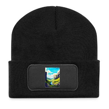 Malham Cove England Uk Reise Poster Souvenir WPA - Recycelte Patch Beanie - Schwarz - Vorne