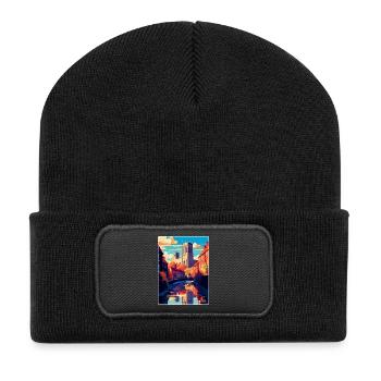 Durham England Uk Vintage Reiseposter Souvenir - Recycelte Patch Beanie - Schwarz - Vorne