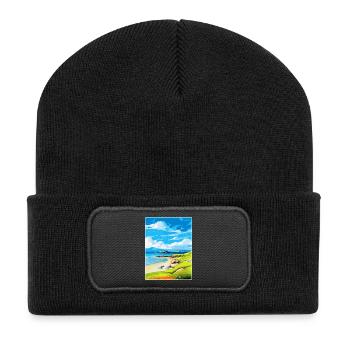 Isle Of Colonsay Schottland Vereinigtes Königreich Reiseposter WPA - Recycelte Patch Beanie - Schwarz - Vorne