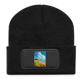 Northumberland Coast Anob Travel Poster Souvenir - Recycled Patch Beanie - black - Front