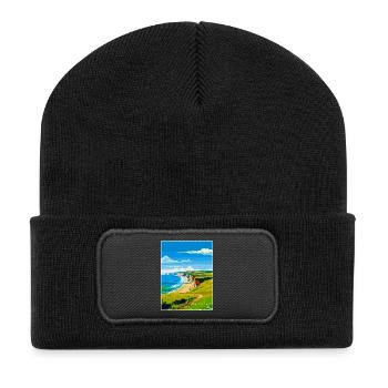Dorset Uk Vintage Travel Poster Souvenir WPA - Recycled Patch Beanie - black - Front