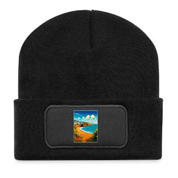 Devon West Country Vintage Travel Poster Souvenir - Recycled Patch Beanie - black - Front