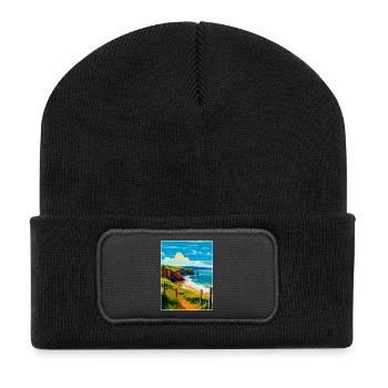 Devon West Country Vintage Travel Poster Souvenir - Recycled Patch Beanie - black - Front