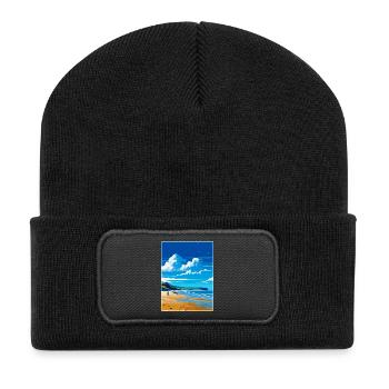Croyde Beach Devon Vintage Travel Poster Souvenir - Recycled Patch Beanie - black - Front