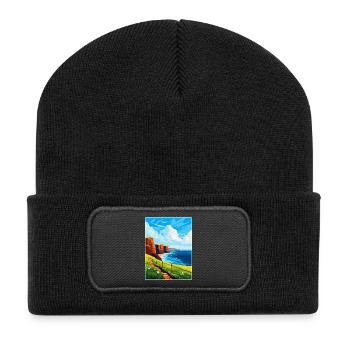Isle Of Hoy Schottland UK Vintage Reiseposter WPA - Recycelte Patch Beanie - Schwarz - Vorne