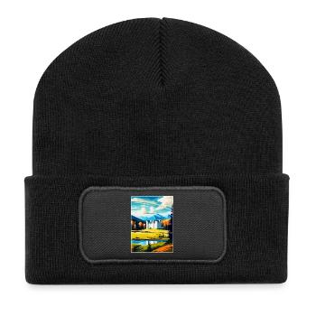 Blair Castle Écosse Royaume-Uni Affiche de voyage vintage WPA - Beanie recyclé à patch - noir - Devant