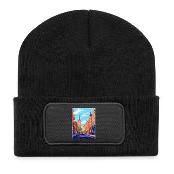 Oxford Street England Uk Vintage Travel Poster WPA - Recycled Patch Beanie - black - Front