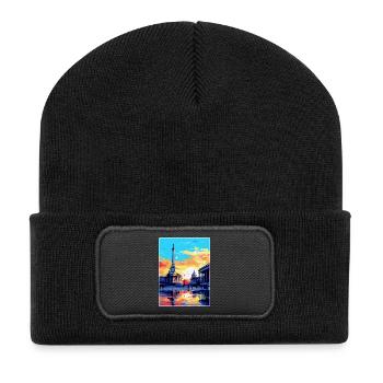 Trafalgar Square Angleterre Royaume-Uni Affiche de voyage vintage - Beanie recyclé à patch - noir - Devant