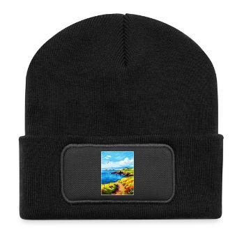 Isle Of Seil Schottland UK Vintage Reiseposter WPA - Recycelte Patch Beanie - Schwarz - Vorne