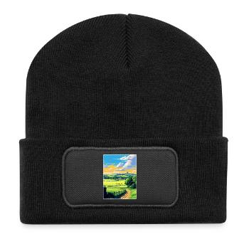 Cotswolds Angleterre Royaume-Uni Affiche de voyage vintage WPA Art - Beanie recyclé à patch - noir - Devant