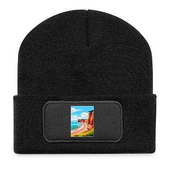 Torquay Cliffs England Uk Vintage Reiseposter - Recycelte Patch Beanie - Schwarz - Vorne