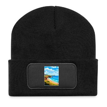 St Brelades Bay Jersey Vintage Reiseposter WPA - Recycelte Patch Beanie - Schwarz - Vorne