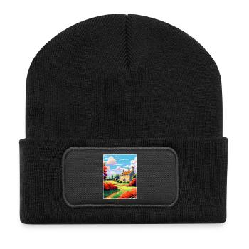 Cotswolds Angleterre Royaume-Uni Affiche de voyage vintage WPA Art - Beanie recyclé à patch - noir - Devant