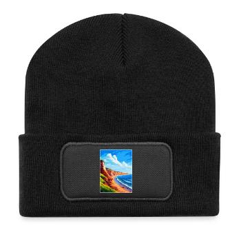 Torquay Cliffs England Uk Vintage Reiseposter - Recycelte Patch Beanie - Schwarz - Vorne