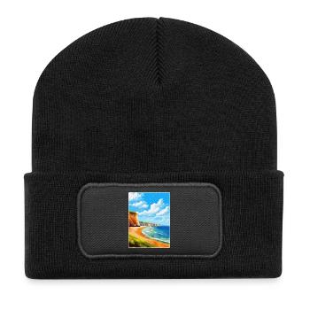 Torquay Cliffs England Uk Vintage Reiseposter - Recycelte Patch Beanie - Schwarz - Vorne