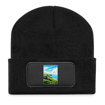 Great Orme Wales Uk Vintage Travel Poster Souvenir - Recycled Patch Beanie - black - Front