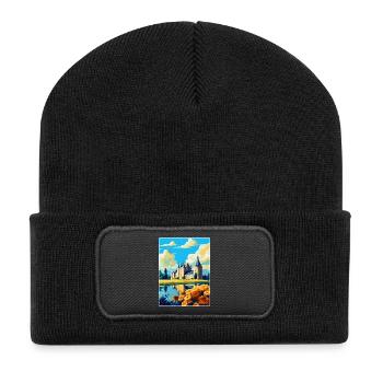 Vallée de la Loire France Affiche de voyage vintage souvenir - Beanie recyclé à patch - noir - Devant