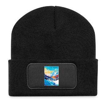 Les Arcs France Affiche de voyage vintage Souvenir WPA - Beanie recyclé à patch - noir - Devant