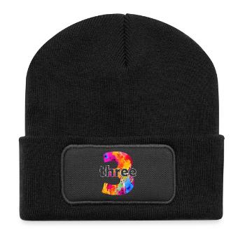 DREI 3 JAHRE JUNGE 3. GEBURTSTAG - Recycelte Patch Beanie - Schwarz - Vorne