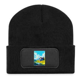 Appenzell Schweiz Vintage Reiseplakat WPA - Recycelte Patch Beanie - Schwarz - Vorne