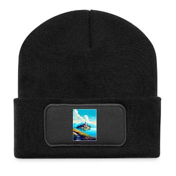 Visovac Kroatien Vintage Reiseplakat Souvenir WPA - Recycelte Patch Beanie - Schwarz - Vorne