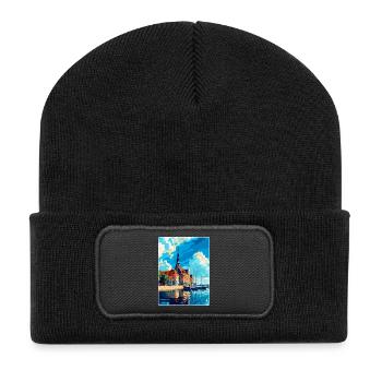 Rostock Allemagne Affiche de voyage vintage Souvenir WPA - Beanie recyclé à patch - noir - Devant