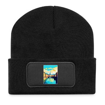 Turin Italie Affiche de voyage vintage WPA Art Souvenir - Beanie recyclé à patch - noir - Devant
