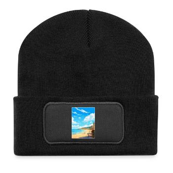 Saint Malo France Poster de voyage vintage souvenir - Beanie recyclé à patch - noir - Devant