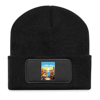 Malaga Espagne Affiche de voyage vintage WPA Souvenir - Beanie recyclé à patch - noir - Devant