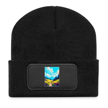 Schrattenfluh Schweiz Vintage Reiseplakat - Recycelte Patch Beanie - Schwarz - Vorne