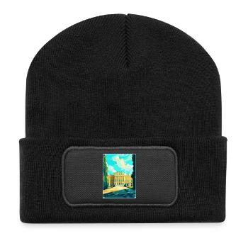 Schloss Schönbrunn Österreich Vintage Reiseposter - Recycelte Patch Beanie - Schwarz - Vorne