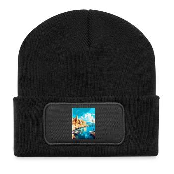 Héraklion Grèce Affiche de voyage vintage souvenir - Beanie recyclé à patch - noir - Devant