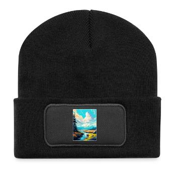 Pieninski Polen Vintage Reiseposter Souvenir - Recycelte Patch Beanie - Schwarz - Vorne